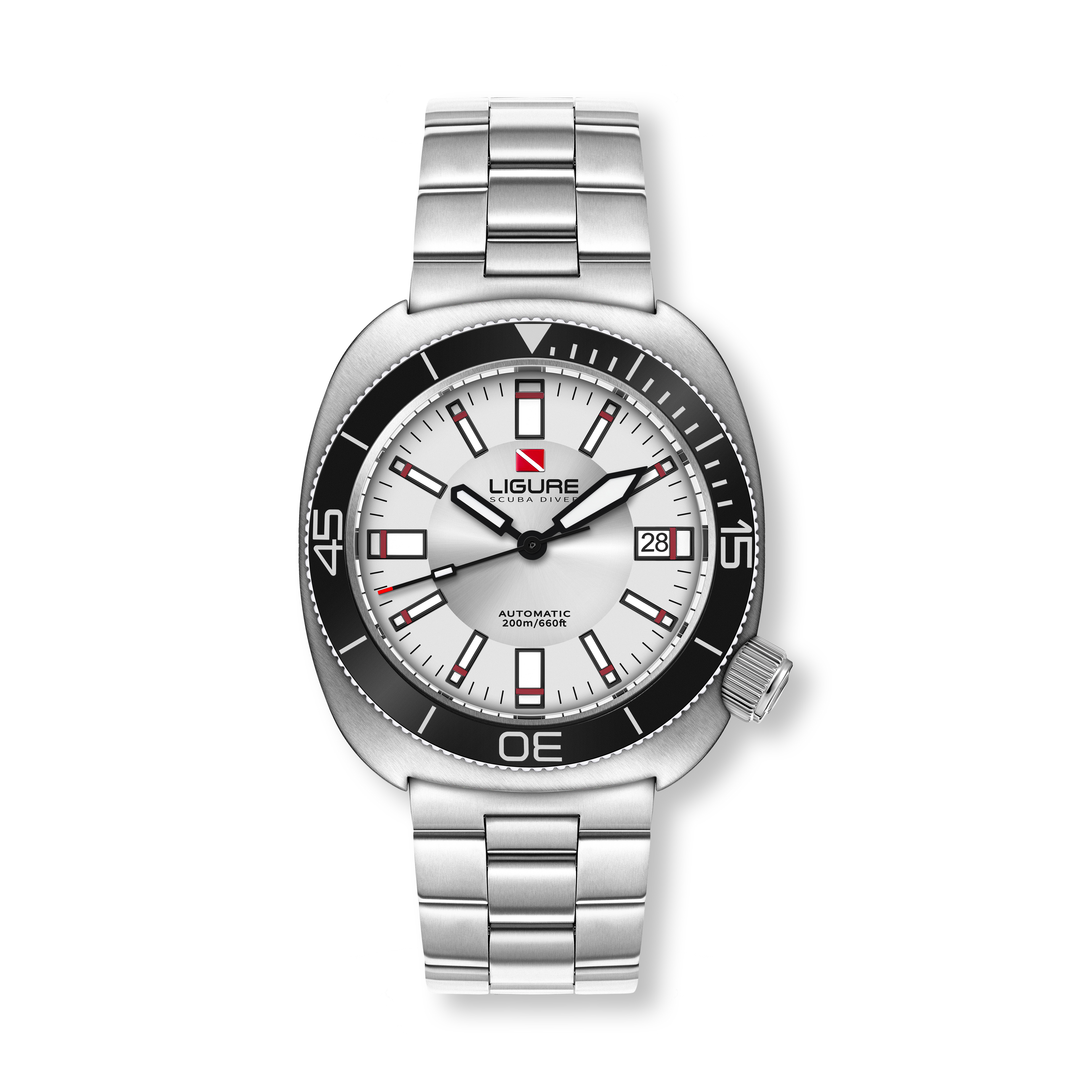 Ligure Il Primo LWT210010 with Sunlit Silver sunburst dial and stainless steel bracelet