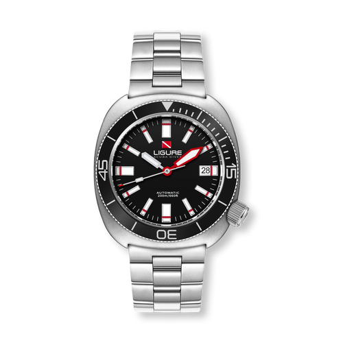 Ligure Il Primo LWT210012 Swiss automatic dive watch with Nero Profondo dial and stainless steel bracelet