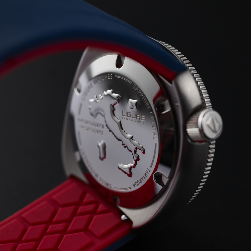 Ligure Il Primo LWT21009 caseback featuring embossed map of Italy