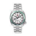 Ligure LWT23009 watch with a green bezel and white face on a white background